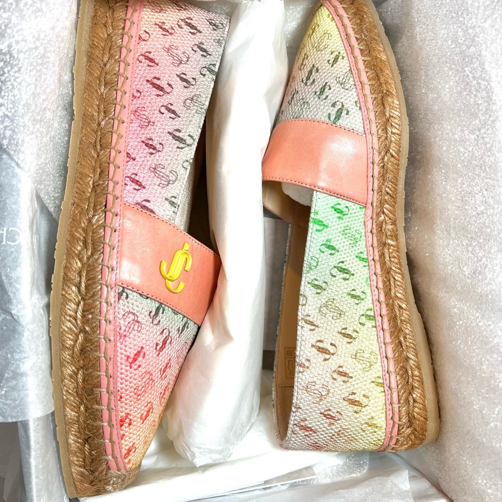Jimmy Choo sunset mix/ sunset peach espadrilles